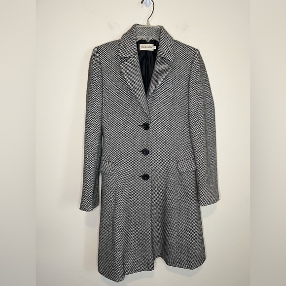 Vintage TerraNova Herringbone Italian Wool Coat Size Medium